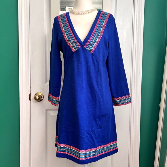 Boden Blue Long Sleeve Dress - Picture 1 of 10